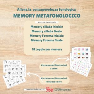 Memory Metafonologico - Materiale per allenare la consapevolezza fonologica · Metafonologia · Diario di una Logopedista