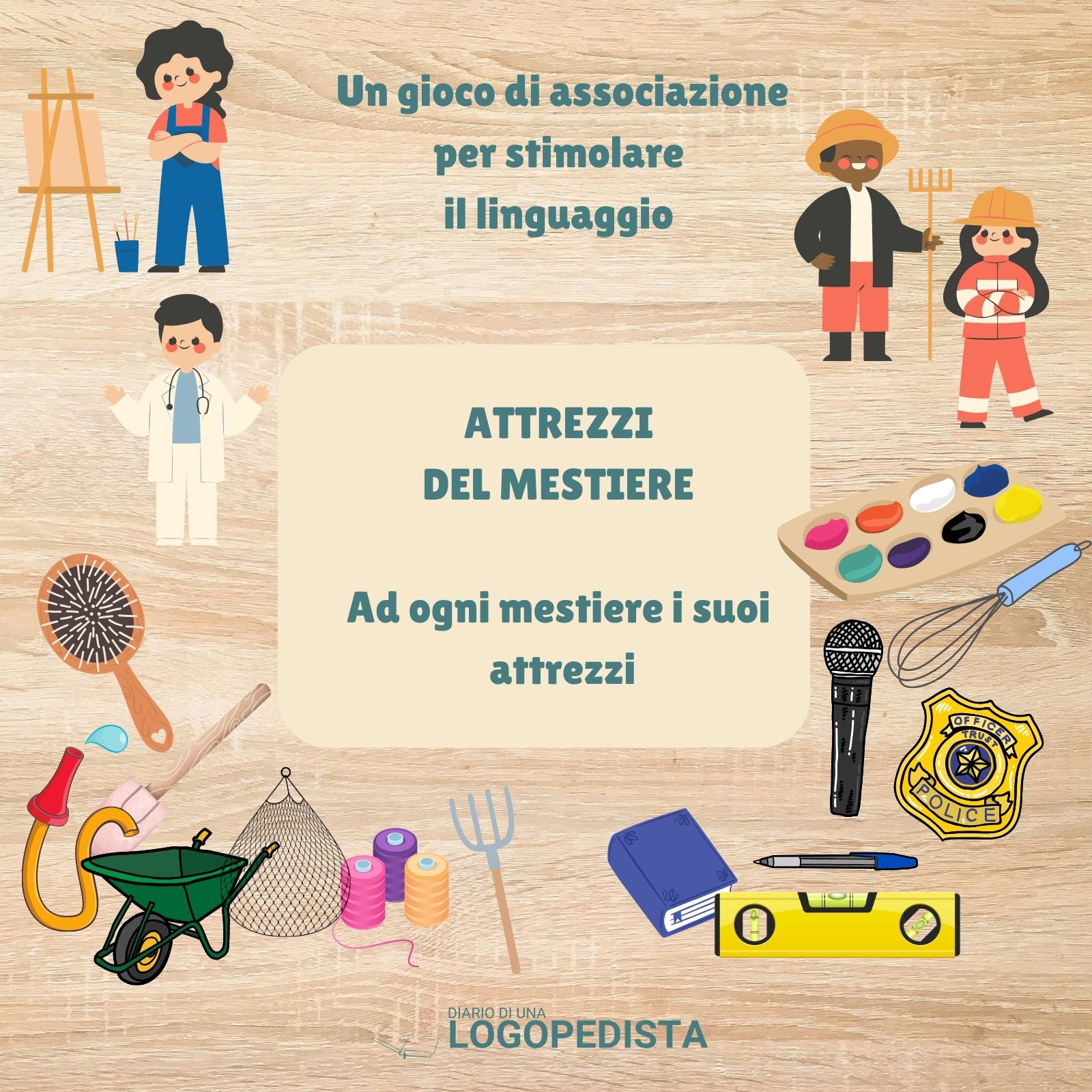 5 Attrezzi del mestiere - Materiale per imparare i mestieri · Abilità semantico-lessicali · Diario di una Logopedista