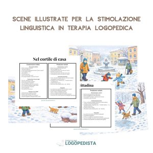 Scene illustrate per la stimolazione linguistica in terapia logopedica · Abilità Narrative · Diario di una Logopedista