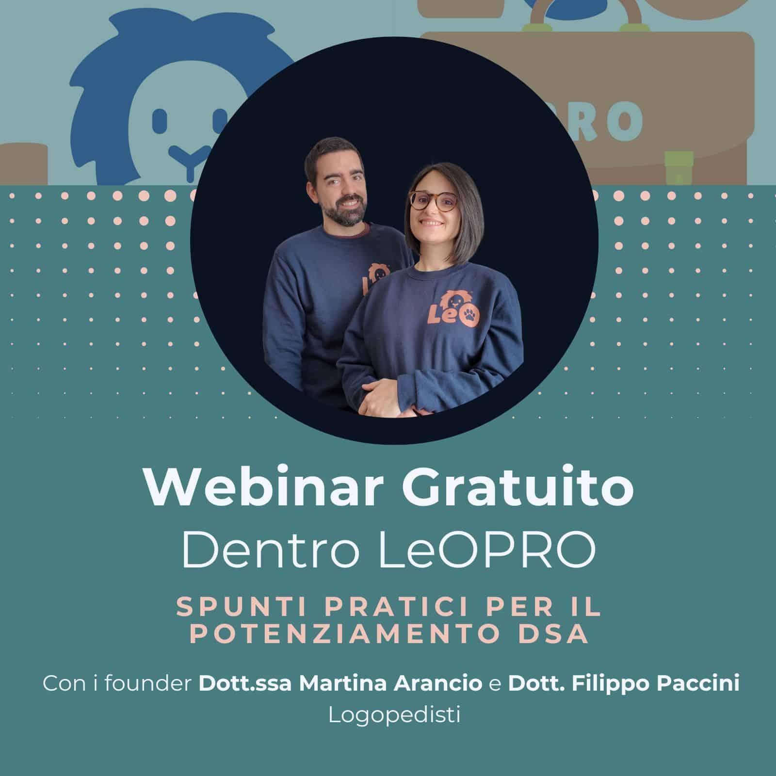 Locandina Eventi -4 Dentro LeOPRO: spunti pratici per il potenziamento DSA · Webinar per Logopedisti · Diario di una Logopedista