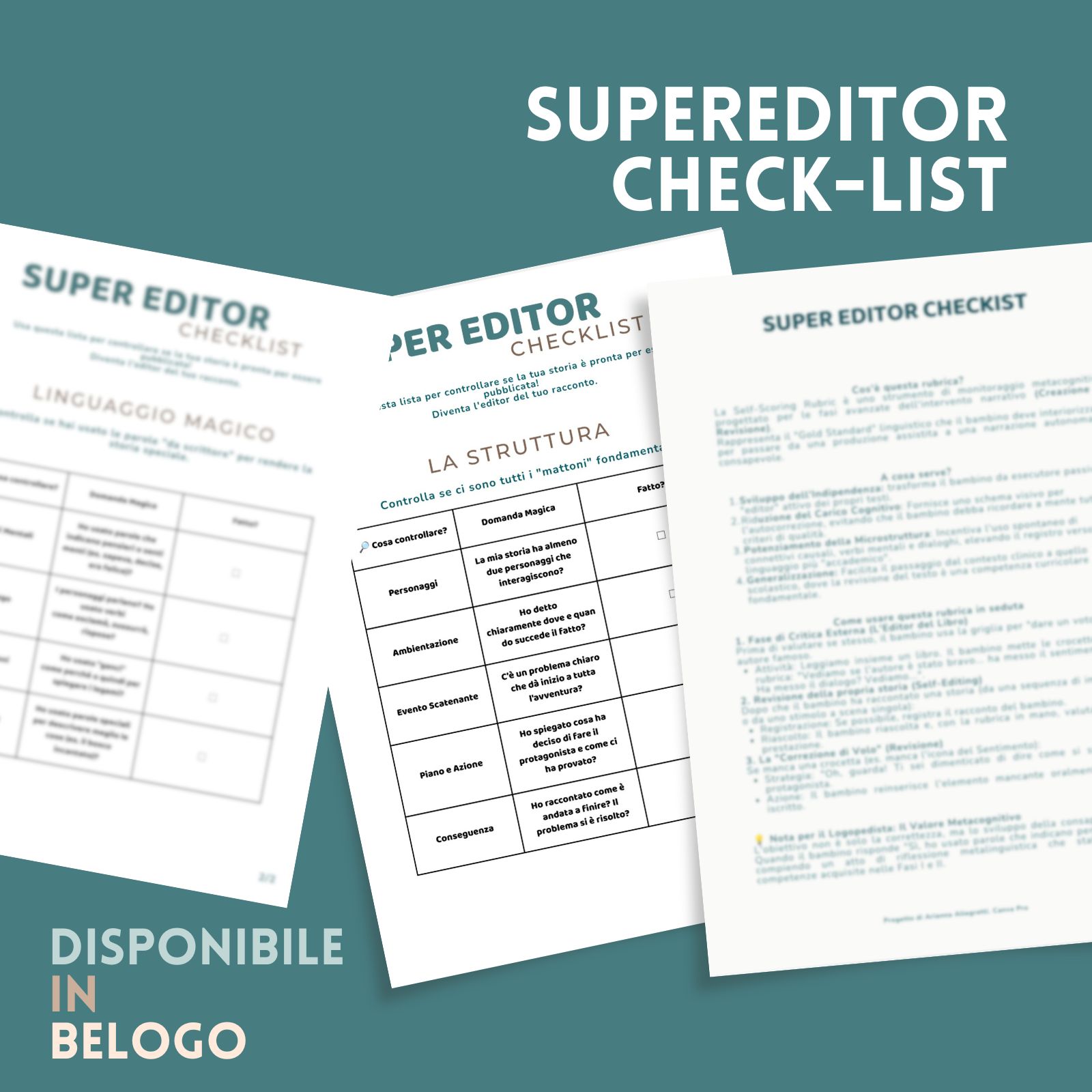 Super Editor Checklist · Abilità Narrative · Diario di una Logopedista