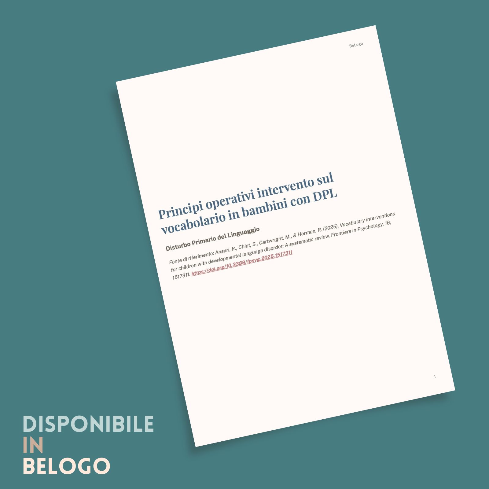 Vocabolario e DPL | Principi Operativi intervento logopedico · Abilità semantico-lessicali · Diario di una Logopedista